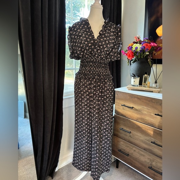 Max Studio Pants - Max Studio Black Floral Jumpsuit